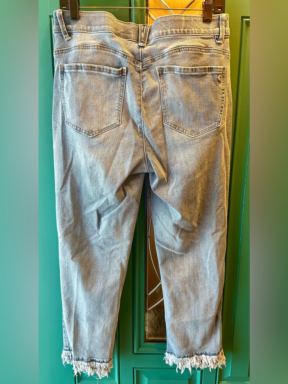 Democracy Absolution Straight Leg Jeans Sz 12 Thick Fray Fringe Hem - Picture 7 of 9